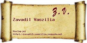 Zavadil Vaszilia névjegykártya